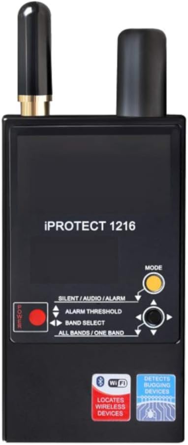 iProtect 3 Band RF Anti-Spy Counter Surveillance Radio Frequency Bug Detector - Detect Listening Devices, Hidden Cameras, GPS, WiFi, Bluetooth, GSM, 3G, 4G/LTE, 2.4, and 5.8Ghz Signals