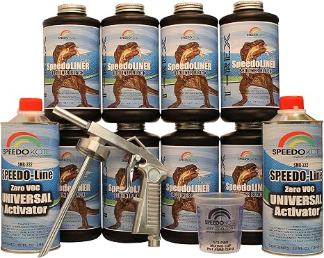 Speedokote T-Rex Black Bed Liner, 2K Urethane, SMR-1000-K8 Truck Bedliner w/Free Spray Gun