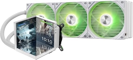 TRYX Stage AIO Cooler 360mm 4'' Dual-Screen GIPHY Built-in Asetek 280w TDP | Waifu/Figure Friendly, 254PPI 60Hz, Three Display Modes, Asetek 7th Gen V2, Pogo-Pin Fan, Intel LGA 1851/1700 AM5/AM4, White