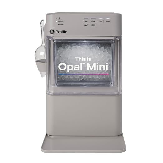 GE Profile Opal Mini Nugget Ice Maker, Portable Countertop Pellet Ice Machine, Soft Chewable Ice, 36 lbs Per Day, Top Fill Water Reservoir, 2 lb Bin, 6 Pack Descaler & Scoop Included, Stone Grey