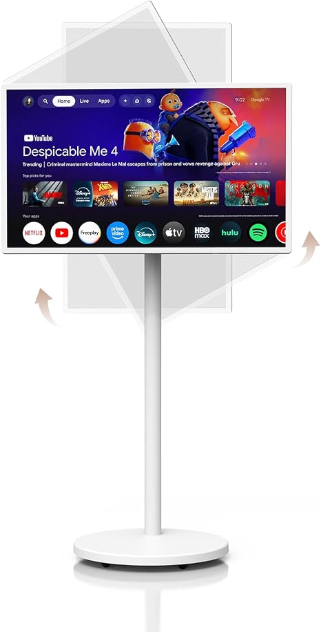 HORION 32" Portable Smart TV Monitor with Wheels, Movable Google TV, No Battery, Non-Touchscreen
