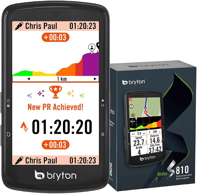 Bryton Rider S810 3.5 Inch Color Touchscreen GPS Bike/Cycling Computer, 50H Battery Life, Offline Maps & Navigation, Advanced Climb Challenge 2.0, Live Tracking (Rider S810E (Device Only)) | cyclocomputers
