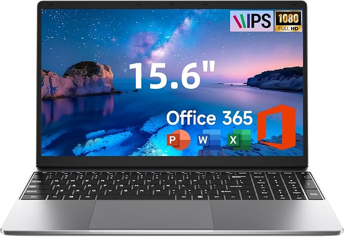 15.6" Laptop, 1-Year Office 365, 4GB RAM 128GB Storage Expandable to 512GB