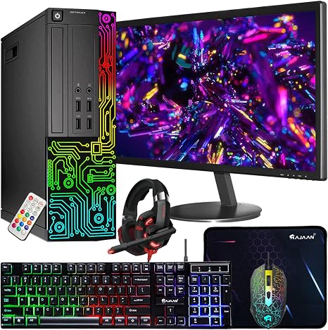 Dell OptiPlex Desktop RGB Computer PC, Intel Core i7 Processor, 16GB RAM, 512GB SSD, 24 Inch HDMI Monitor, RGB Keyboard Mouse and Headset, WiFi, Windows 11 Pro (Renewed) | Desktop Computer PC,ARGB, i7 up to 3.6GHz, WiFi, Windows 11 Pro, Home or Office PC