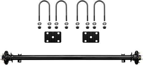 3500 lb Single Trailer Axle Suspension Kit with Hubs, U-Bolt kit (5x4.5" Bolt Pattern, 89'' Hubface/74'' Spring Center)
