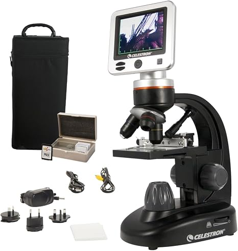Celestron LCD Digital Microscope II – 3.5" Rotating LCD Touchscreen | Rotating LCD Touchscreen, Capture Photos & Video, Up to 1600x Magnification, Rechargeable Battery, Perfect for STEM Learning