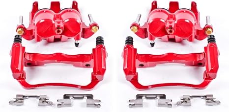 PowerStop Front Red Powder Coated Brake Caliper Pair for Nissan Frontier 2005-25 |Pathfinder 2005-12 |Xterra 2005-15 |Suzuki Equator 2009-12 - High-Temp Brake Caliper Upgrade, S3122A