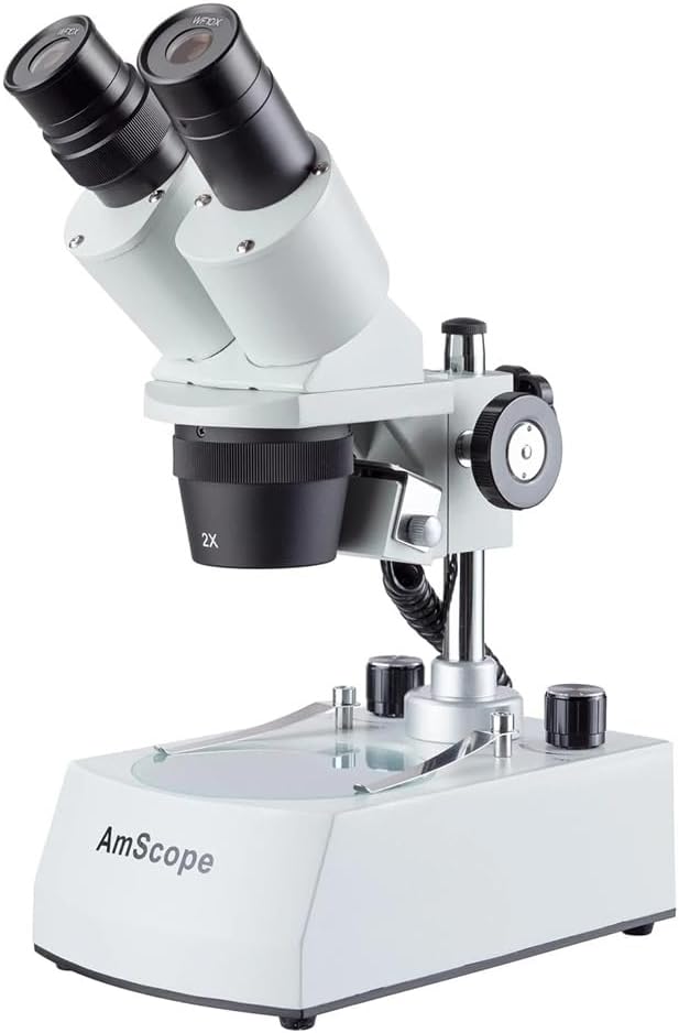 AmScope SE306R-P-LED Cordless LED Two Lights Stereo Microscope 40X | 20X-40X Magnification Range Cordless Battery Powered Built-In LED Illumination