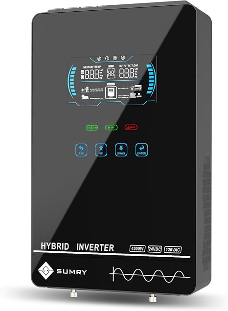 SUMRY Hybrid Solar Inverter, 4000W DC24V to AC120V Pure Sine Wave Power