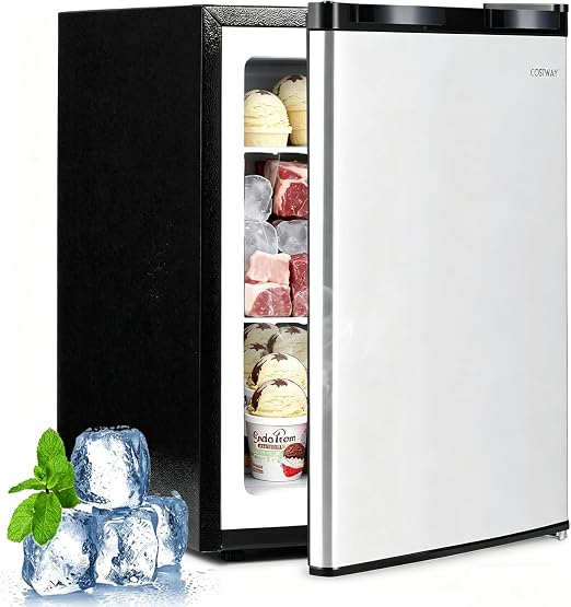 COSTWAY 2.1 Cu.Ft Small Upright Freezer for Office Dorm Apartment Silver