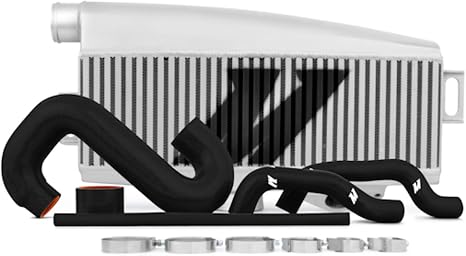 Mishimoto MMTMIC-WRX-01SLBK Top-Mount Intercooler Compatible With Subaru WRX/STI 2001-2007 Silver Cooler, Black Hose