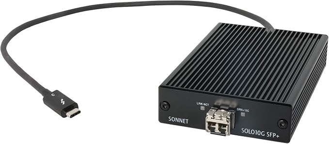 Sonnet Solo 10G Thunderbolt 3 to SFP+ 10 Gigabit Ethernet Adapter (SFP+ [SR] Included)