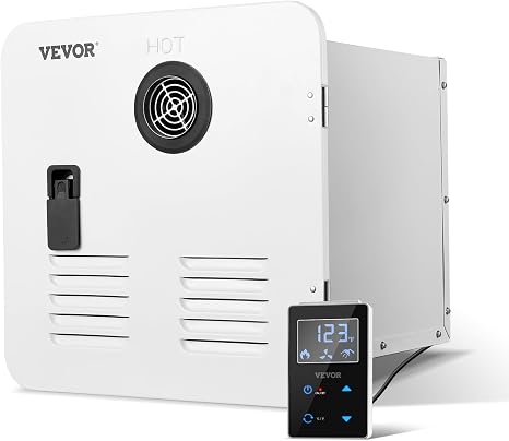 VEVOR RV Tankless Water Heater, 42000BTU, Instant Shower with 15 x 15 inches White Door and Remote Controller, Ideal for RVers' Family Everyday Use (Propane)