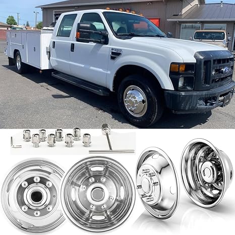 17" Wheel Simulators Polished Stainless Steel Dually for 05-25 Ford F350
