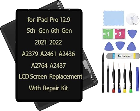 12.9" LCD Screen Replacement for iPad Pro 12.9 5th 6th Gen 2021 2022 A2378 A2379 A2461 A2436 A2764 A2437 Display Assembly Glass + Touch Digitizer + Repair Kit