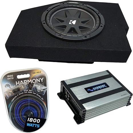 Kicker Comp C10 10" Subwoofer Box HA-A400.1 Amp Fits 02-18 Ram Quad Cab