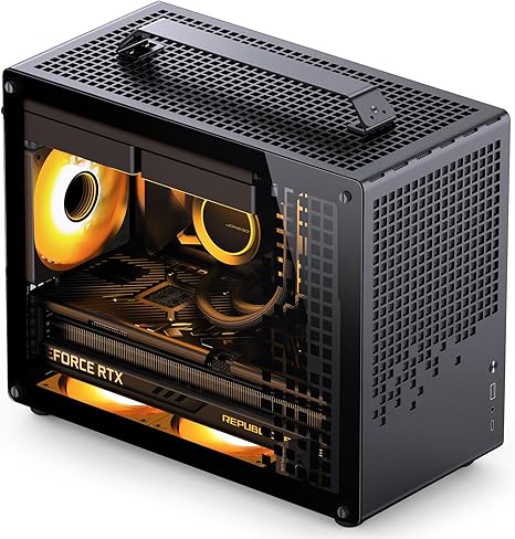 JONSBO/JONSPLUS Z20 Black Micro-ATX Mini Tower PC Case,with Detachable Carrying Handle, Mini Size, High-Performance Hardware Compatible, Support 240AIO, H160mm Cooler, Black