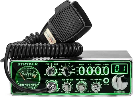 Stryker SR-497HPC 10 Meter Radio, High Power 100+ Watts PEP Power Output, Brilliant 12 Color Black Light Front Panel, Up-Armored Receiver, Variable Talk Back Control, Two Different Roger Beeps