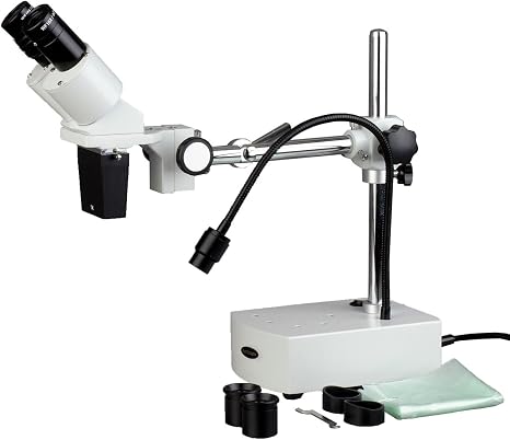 AmScope SE400X Professional Binocular Stereo Microscope, WF5x and WF10x | 5X & 10X Magnification DIN Standard RMS 20.32mm Thread 160mm Finite Tube Length Compatible Built-In LED Illumination