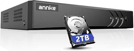 ANNKE 3K Lite 8 Channel DVR for Security Camera, 2TB Hard Drive Disk, Black