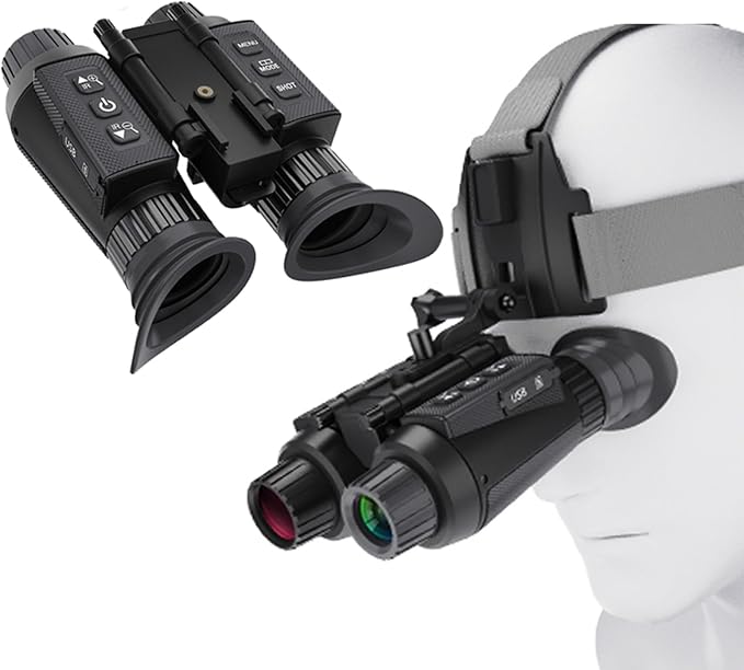 NV8300 Head-Mounted Night Vision Goggles for Adults, 4K 3D Visual Digital Night Vision Binocular with Head Strap and 32GB Memory Card, 7 Gear Infrared, 8X Digital Zoom
