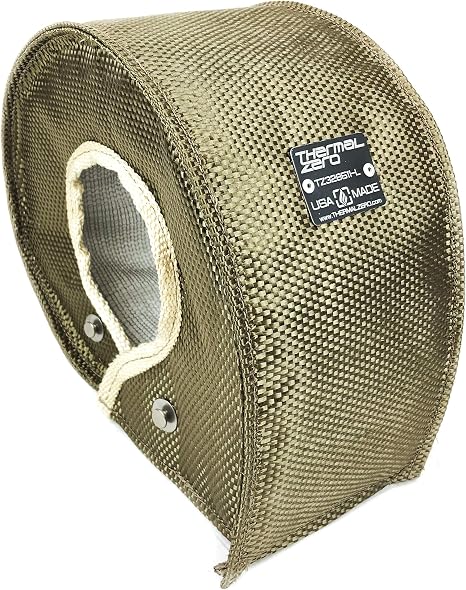 Thermal Zero TZ328511-L Universal Lava/Titanium Turbo Blanket - Custom fit turbo shield for external wastegate SMALL frame T6 size turbine housing Fits Borg Warner S400 and S480 T6 housings - USA Made