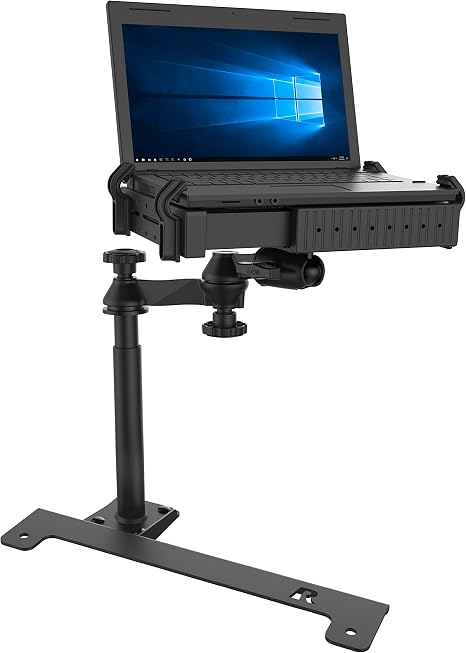 RAM MOUNTS No-Drill Laptop Mount for Chevy Silverado and GMC Sierra | Fits Chevy Silverado, Suburban, Tahoe, GMC Sierra and Yukon with seat bolt installation