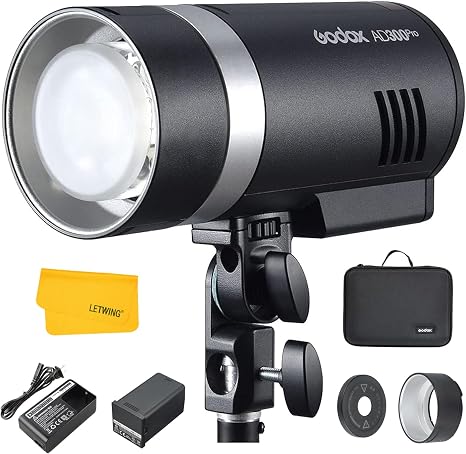 Godox AD300 Pro AD300Pro Outdoor Flash Strobe Light, 300W TTL HSS 1/8000s Studio Flash, 320 Full Power Flashes, 2600mAh Lithium Battery, 12W Modeling Lamp, for Canon Sony Nikon Fuji Olympus Panasonic | HSS 1/8000s, Lithium Battery, 320 Flash Full Power, C