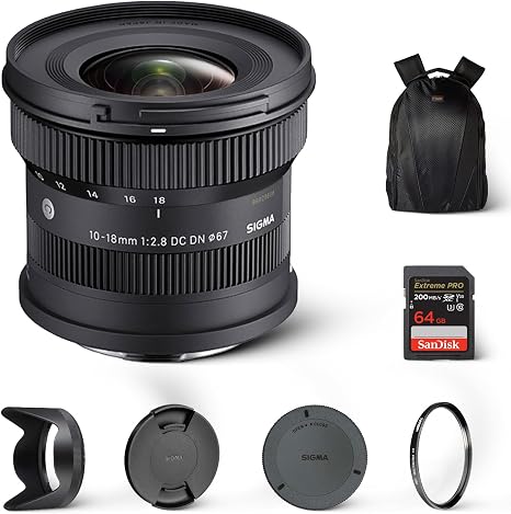 Sigma 10-18mm F2.8 DC DN Contemporary Lens for Sony E, Ultra Wide-Angle Kit