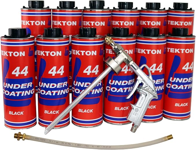 Tekton44 Vehicle Undercoating - Black Sprayable Automotive Undercoating Kit for Cars, Trucks, Vans - Rust and Corrosion Protection (12 Liter Cans with Sprayer and Wand)