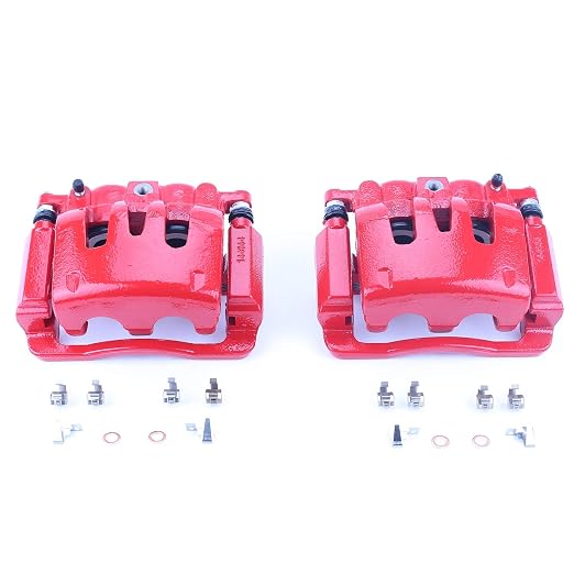 PowerStop Rear Red Powder Coated Brake Caliper Pair for Ford F-250 Super Duty 2005-07 | Ford F-350 Super Duty 2005-07 - High-Temp Brake Caliper Upgrade, S4920