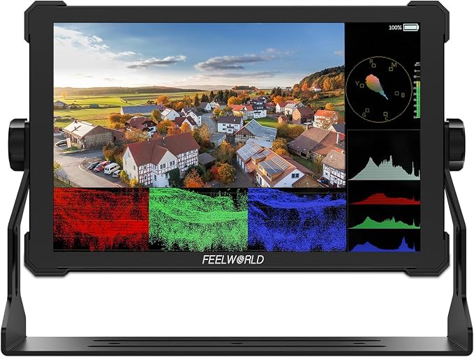 FEELWORLD T10 10.1" 500nit FHD Touch Aluminium Field DSLR Camera Monitor | 4K HDMI In Out, 3D LUT, HDR Waveform Focus Assist, for Profession Videographer Filmmaker Video Shooting, F970 External Kit