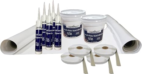 Class A Customs EPDM Kit | 8.5 ft Wide X 30 ft Long | RV Rubber Roof Kit | RV Camper Trailer Rubber Roof Repair | Membrane Glue and Caulk