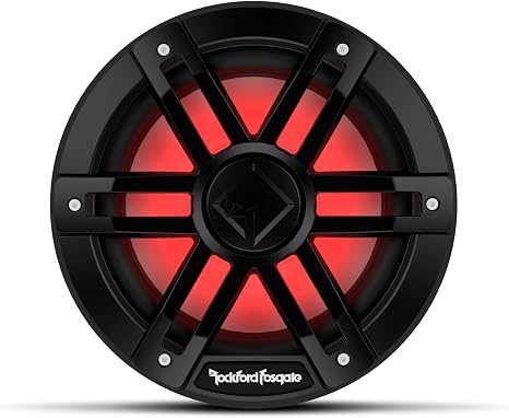 Rockford Fosgate M1D4-8B Color Optix 8" Marine Subwoofer – Black | 4-Ohm Dual Voice Coils, Offering Ultra Bright Multicolor LED Lighting Experience
