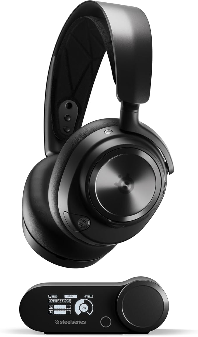 SteelSeries Arctis Nova Pro Wireless Multi-System Gaming Headset — Neodymium Magnetic Drivers — Active Noise Cancellation — 2 Battery System — ClearCast Gen 2 Mic — PC, PS5, PS4, Switch, Mobile