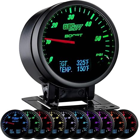 GlowShift 3in1 Black 60 PSI Boost w/Digital Pyrometer EGT & Temp Gauge Kit