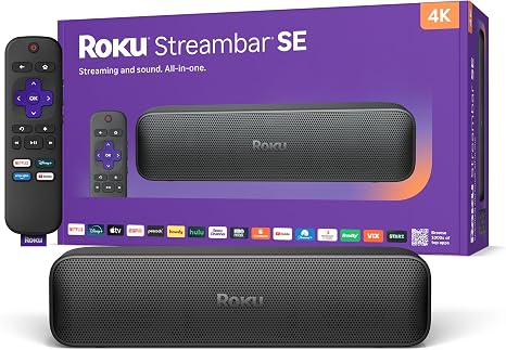 Roku Streambar SE, 4K Soundbar with Built-in Streaming Device