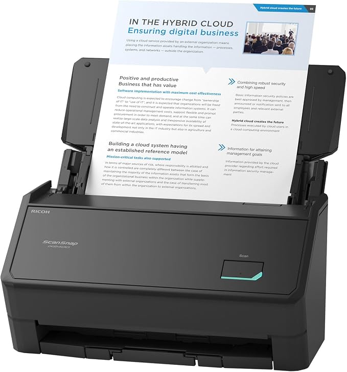 ScanSnap iX2400 High-Speed One-Touch Button Color Document Scanner, Black | Simple | Photos & Receipts | 100 Page Auto Document Feeder | Mac or PC
