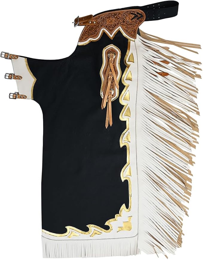 HILASON Hand-Tooled Leather Western Rodeo Chaps for Men and Women