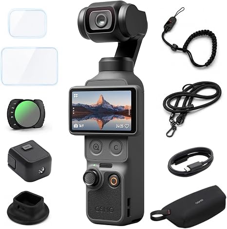 DJI Osmo Pocket 4 Traveler Combo | 1″ CMOS & 4K/240fps, 3-Axis Stabilization, 2× Lossless Zoom, 107GB Built-in Storage, 10-bit D-Log