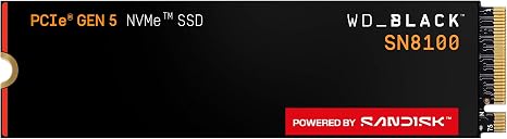 WD_Black SN8100 4TB NVMe SSD - PCIe 5.0x4, M.2 2280, Up to 14,900MB/s Read Speed, up to 11,000MB/s Write Speed, Best for AI Applications, Gaming, and Video Editing - WDS400T1X0M
