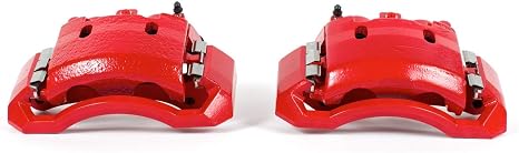 PowerStop Front Red Powder Coated Brake Caliper Pair for Dodge Ram 1500 2006-08 |Ram 2500 2003-08 |Ram 3500 2003-08 - High-Temp Brake Caliper Upgrade, S4890