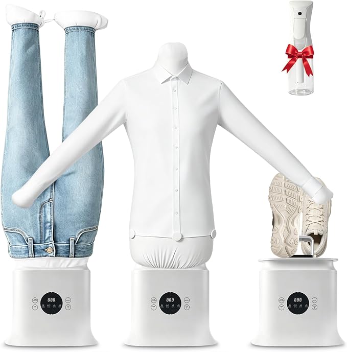 Automatic Ironing Machine, Hands-Free Hot Air Wrinkle Remover and Portable Garment Dryer for Shirts Pants, Inflatable Air Iron with Timer, Compact Clothes Care Machine for Home Apartment