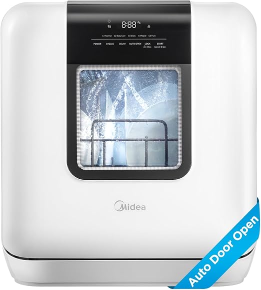 Midea Countertop Dishwasher with 1.59Gal Built-in Water Tank, 5+2 Programs