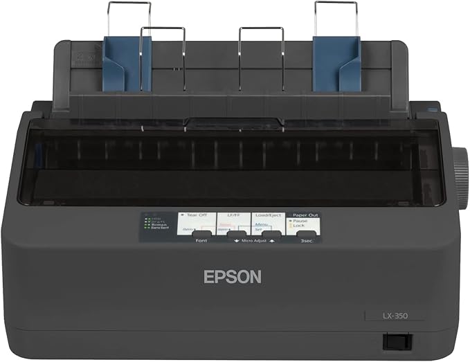 Epson C11CC24001 LX-350 Impact Dot Matrix Wired IPrinter, Black, Monochrome - Parallel, Serial and USB interfaces - Narrow Carriage9 Pins, 80 Column