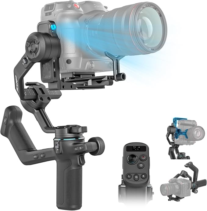 FeiyuTech SCORP-C2 Camera Gimbal Stabilizer with Built-in AI Tracking | 3-axis stabilizer with 7.72 lbs payload, native vertical shooting and intelligent tracking for DSLR & mirrorless cameras