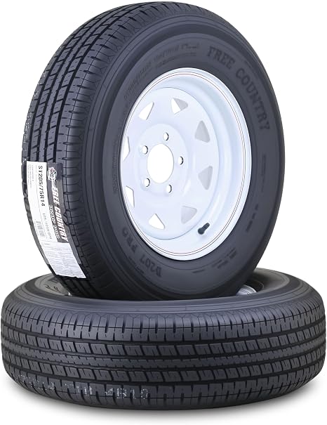 Free Country Trailer Tire Wheel ST205/75R14 8PR 105N 5X4.5 White Spoke Pk2