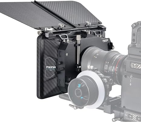 Tilta Matte Box for Studio Cinema Cameras, 3 Pcs 4x5.65 Filter Frame with 5 Lens Adapter Rings (134/114/110/95/80mm) Carbon Fiber Top Flag 5 Pcs Front Matte 15mm Rod Adapter MB-T12