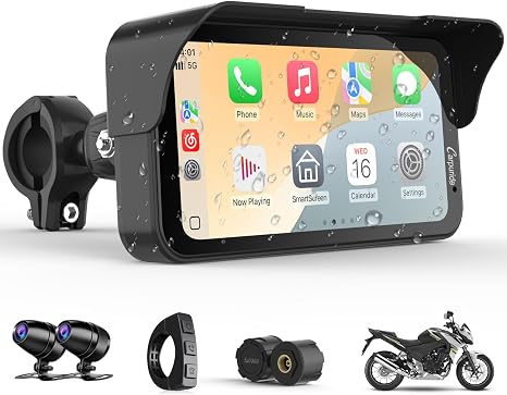 Carpuride W603DT 6.3" Motorcycle CarPlay Screen Android Auto TPMS Dash Cam