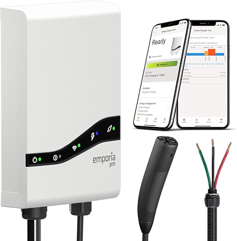 EMPORIA Pro Level 2 EV Charger with PowerSmart, Compatible with Tesla/NACS Vehicles - 48 amp Fast EV Charger for Home - 240v Electric Vehicle Charging Station - 25' Charging Cable